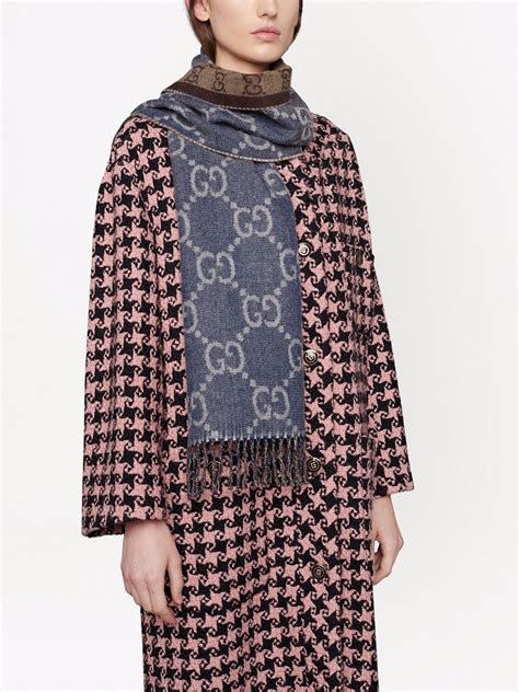 gucci gg jacquard knitted scarf|Gucci wool scarf women's.